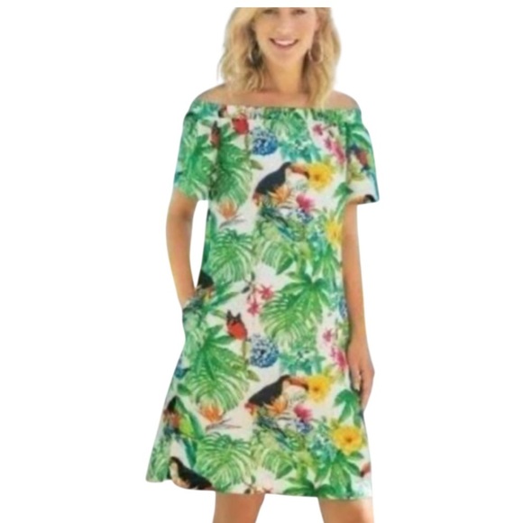 NWOT Soft Surroundings Palm Beach off the shoulder dress - Picture 3 of 8